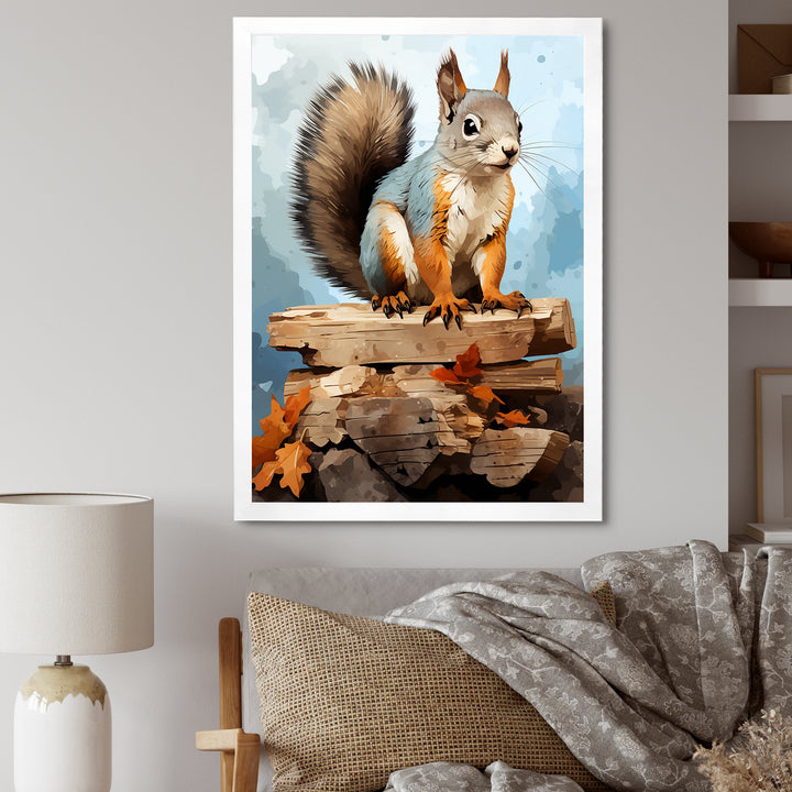 Brown squirrel forest adventure - Squirrel Wall Art Prints
