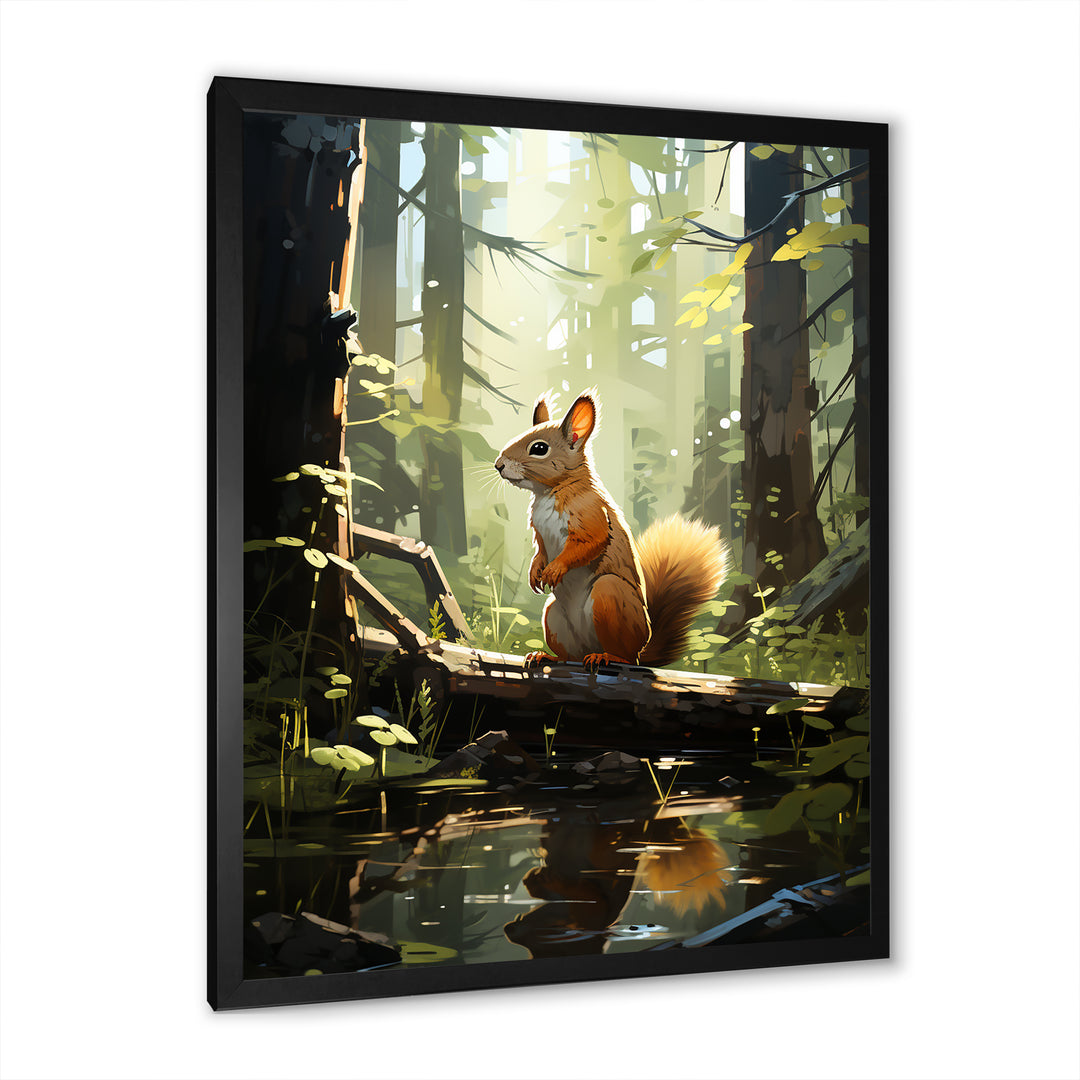 Brown and green squirrel forest acrobat - Brown Squirrel Wall Art
