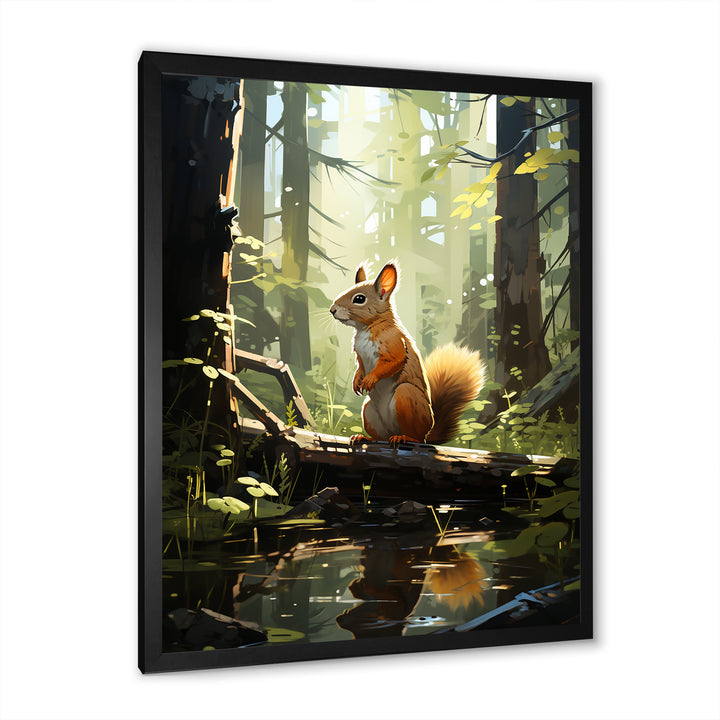 Brown and green squirrel forest acrobat - Brown Squirrel Wall Art