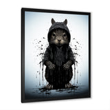 Black squirrel silhouette elegance - Squirrel Framed Canvas Art