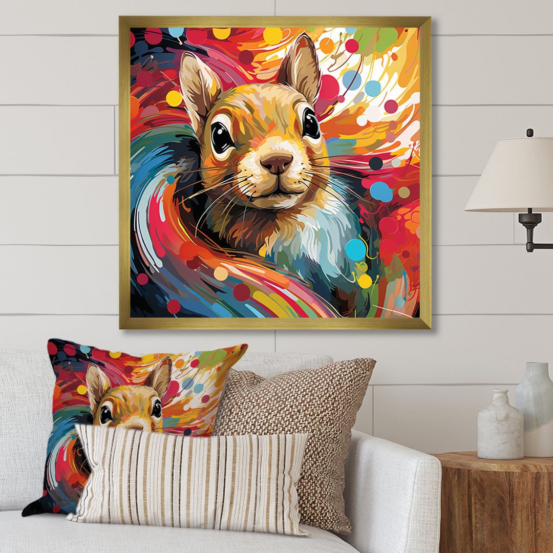 Colorful pop art squirrel portrait - Squirrel Large Canvas Wall Art