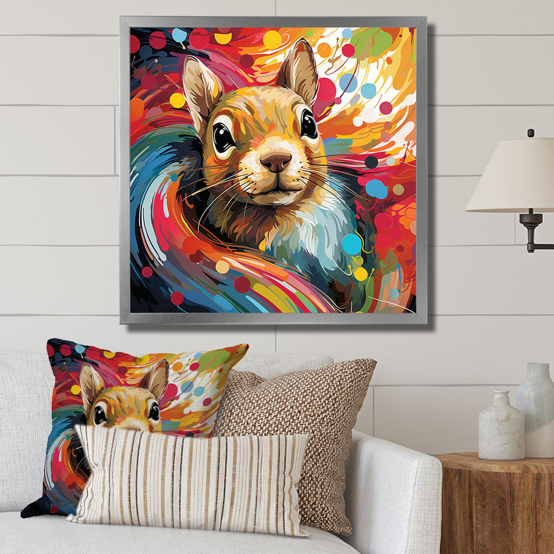 Colorful pop art squirrel portrait - Squirrel Large Canvas Wall Art