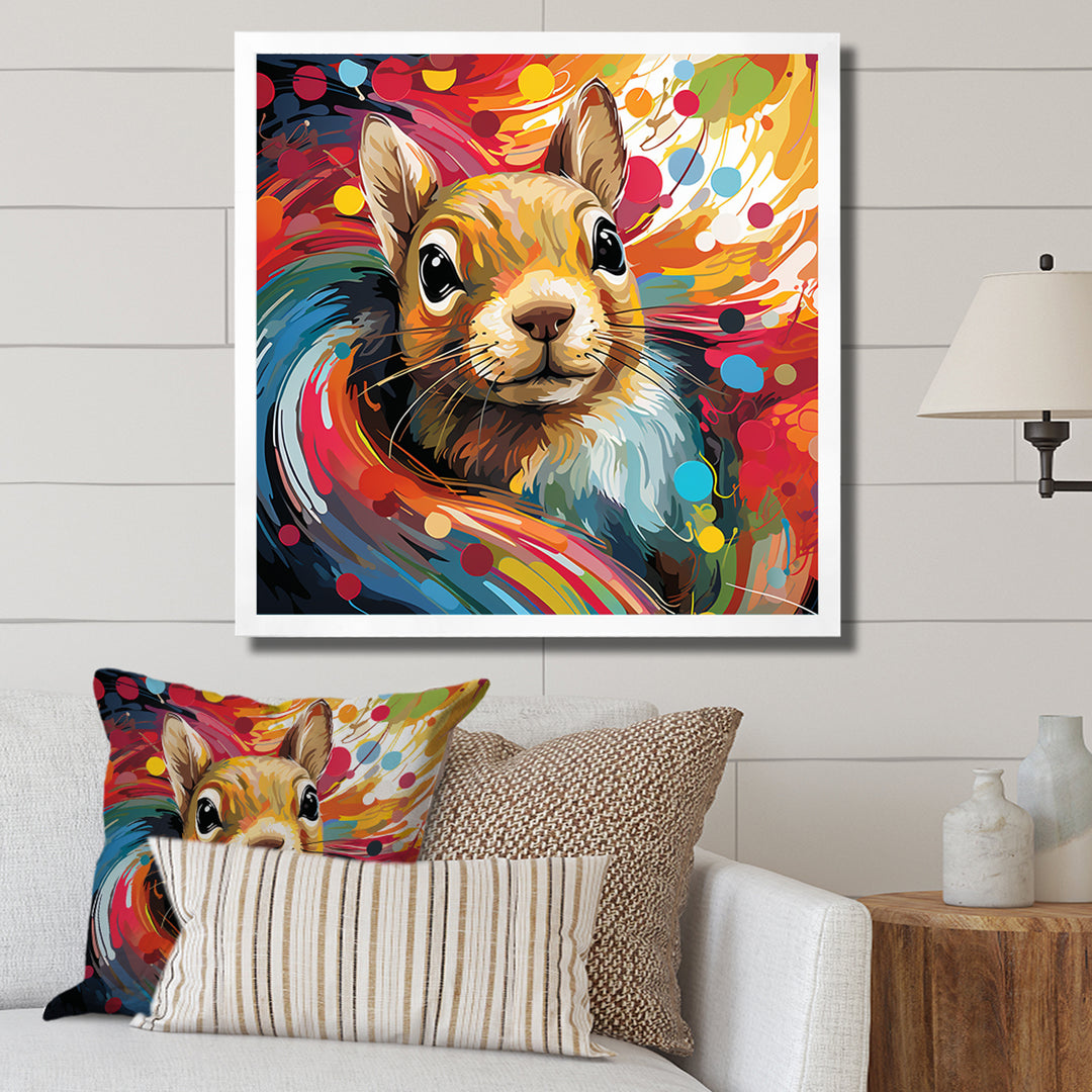 Colorful pop art squirrel portrait - Squirrel Large Canvas Wall Art