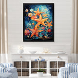 Blue and orange starfish collage - Starfish Canvas Wall Art