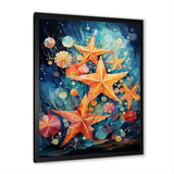 Blue and orange starfish collage - Starfish Canvas Wall Art