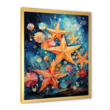 Blue and orange starfish collage - Starfish Canvas Wall Art
