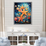 Blue and orange starfish collage - Starfish Canvas Wall Art