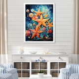 Blue and orange starfish collage - Starfish Canvas Wall Art