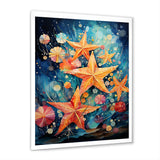 Blue and orange starfish collage - Starfish Canvas Wall Art