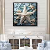 White and blue Oceanic starfish Gem - Starfish Wall Art Prints