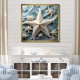 White and blue Oceanic starfish Gem - Starfish Wall Art Prints