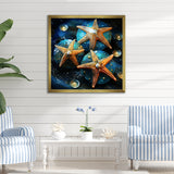 Yellow starfish on oceanic Gem stone - Yellow Starfish Wall Art