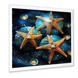 Yellow starfish on oceanic Gem stone - Yellow Starfish Wall Art
