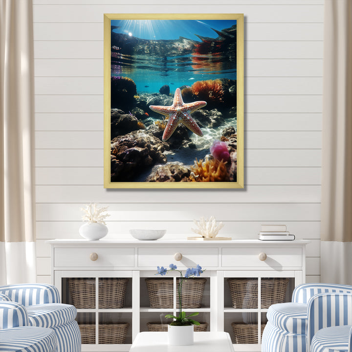 Blue Rainbow Starfish photo - Blue Starfish Wall Art