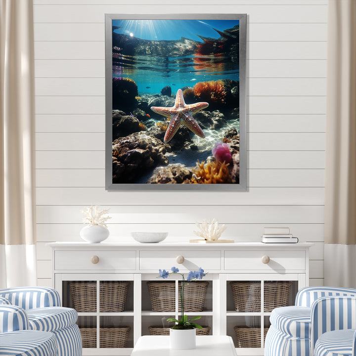 Blue Rainbow Starfish photo - Blue Starfish Wall Art