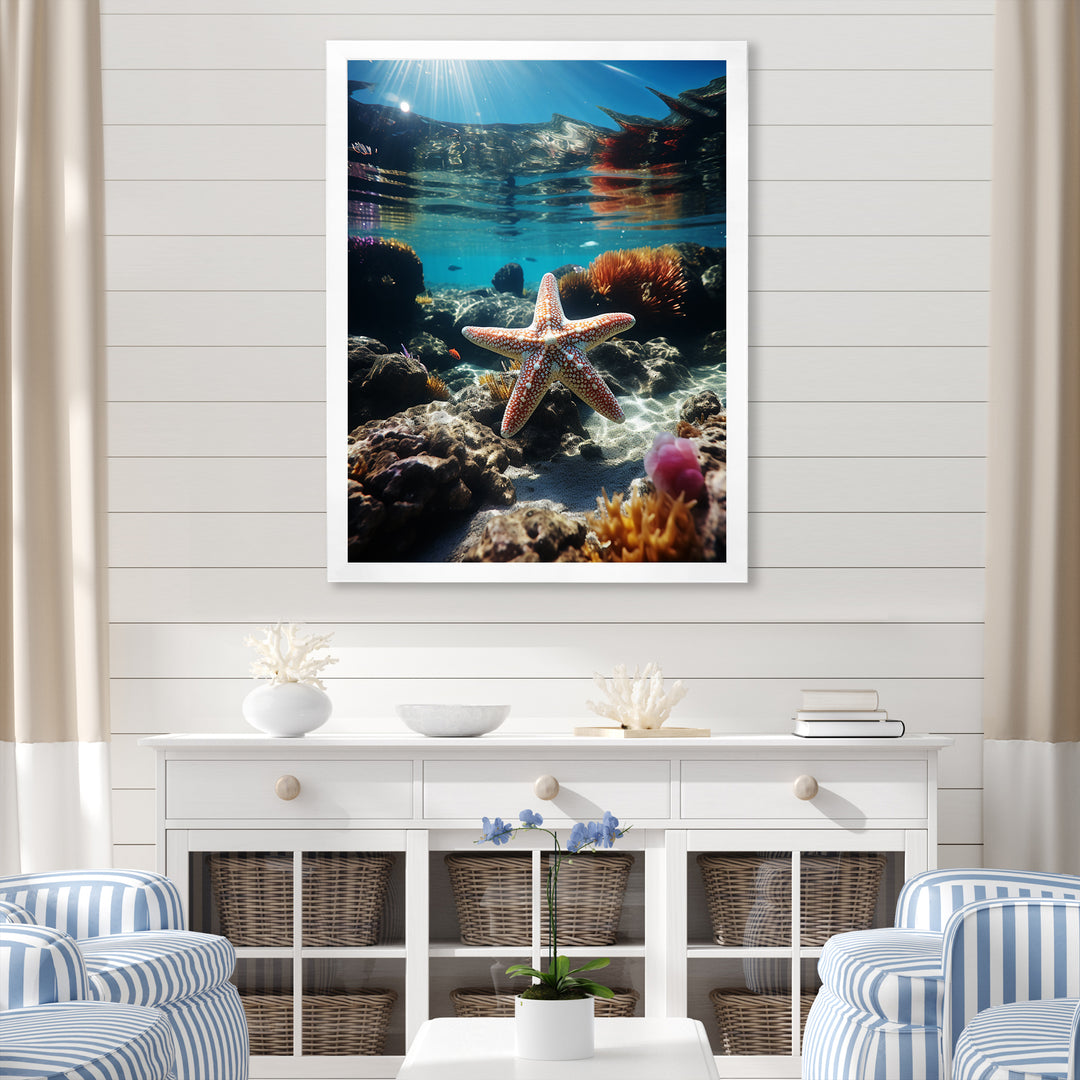 Blue Rainbow Starfish photo - Blue Starfish Wall Art