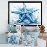Watercolor blue Starfish - Starfish Large Canvas Wall Art
