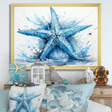 Watercolor blue Starfish - Starfish Large Canvas Wall Art