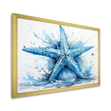 Watercolor blue Starfish - Starfish Large Canvas Wall Art