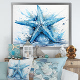 Watercolor blue Starfish - Starfish Large Canvas Wall Art