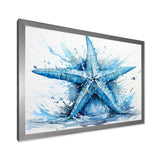 Watercolor blue Starfish - Starfish Large Canvas Wall Art