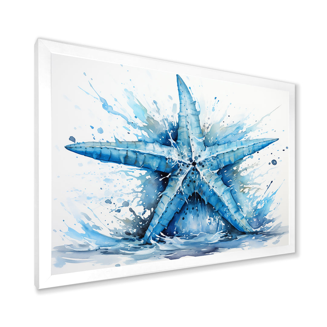 Watercolor blue Starfish - Starfish Large Canvas Wall Art