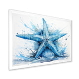 Watercolor blue Starfish - Starfish Large Canvas Wall Art
