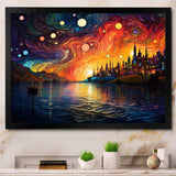 Starry Night Over the Rhone in France II - Landscapes Canvas Wall Art