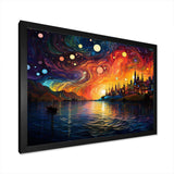 Starry Night Over the Rhone in France II - Landscapes Canvas Wall Art