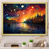 Starry Night Over the Rhone in France II - Landscapes Canvas Wall Art