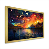 Starry Night Over the Rhone in France II - Landscapes Canvas Wall Art