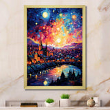 Starry Night Over the Rhone in France III - Landscapes Canvas Wall Art