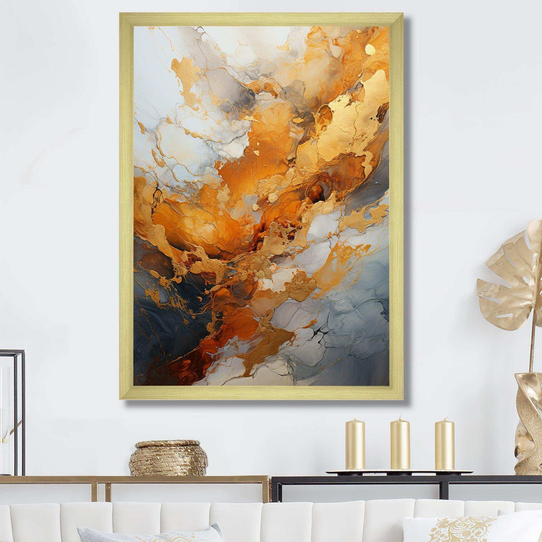Gold and white geode lava III - Landscapes Canvas Wall Art