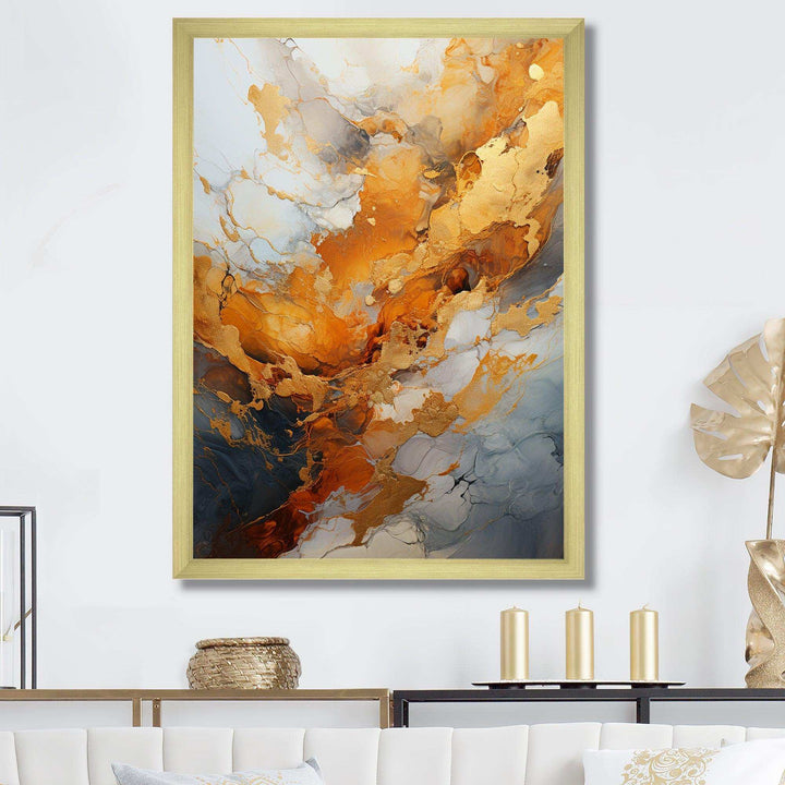 Gold and white geode lava III - Landscapes Canvas Wall Art