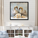 White blooming Swan beauty - Swans Living Room Wall Art