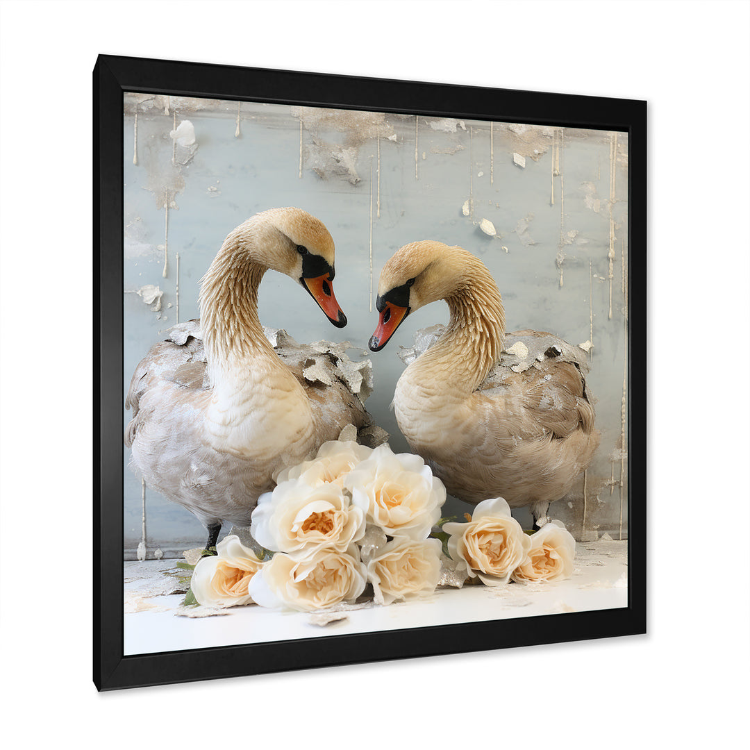 White blooming Swan beauty - Swans Living Room Wall Art