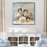 White blooming Swan beauty - Swans Living Room Wall Art