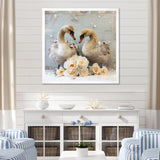 White blooming Swan beauty - Swans Living Room Wall Art