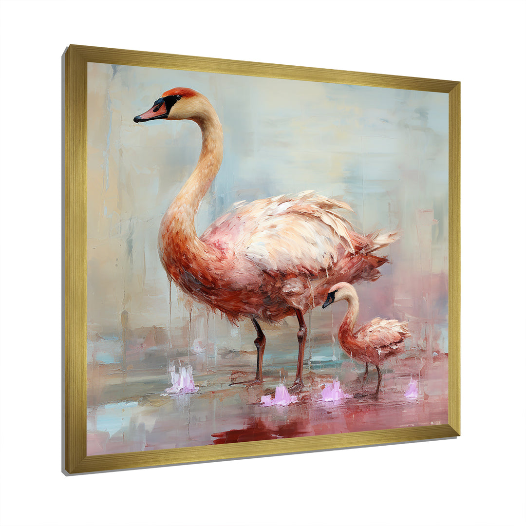 Pink blooming Swan beauty - Swans Bedroom Wall Art