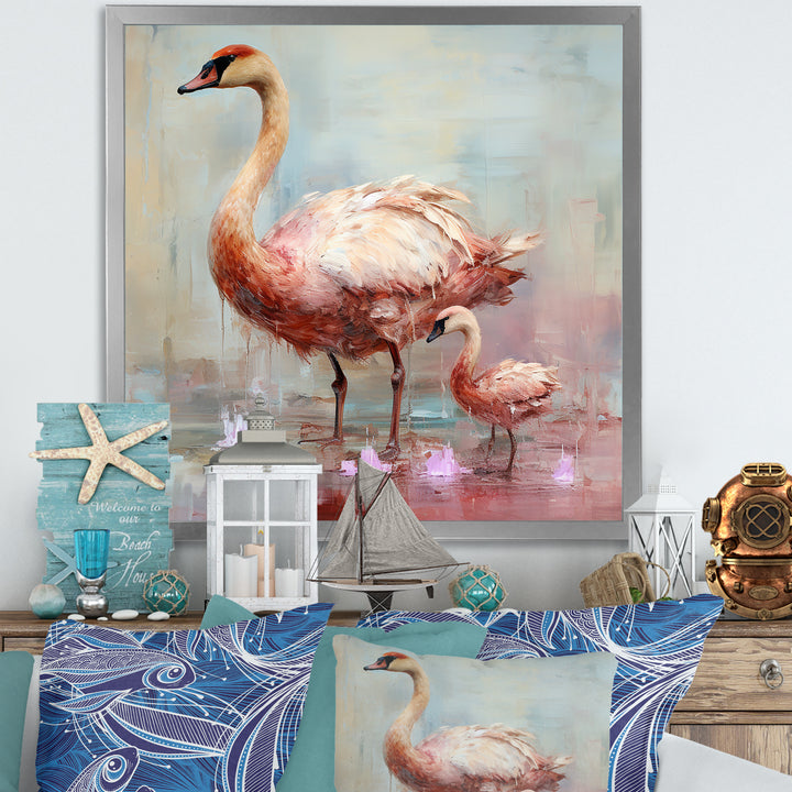 Pink blooming Swan beauty - Swans Bedroom Wall Art