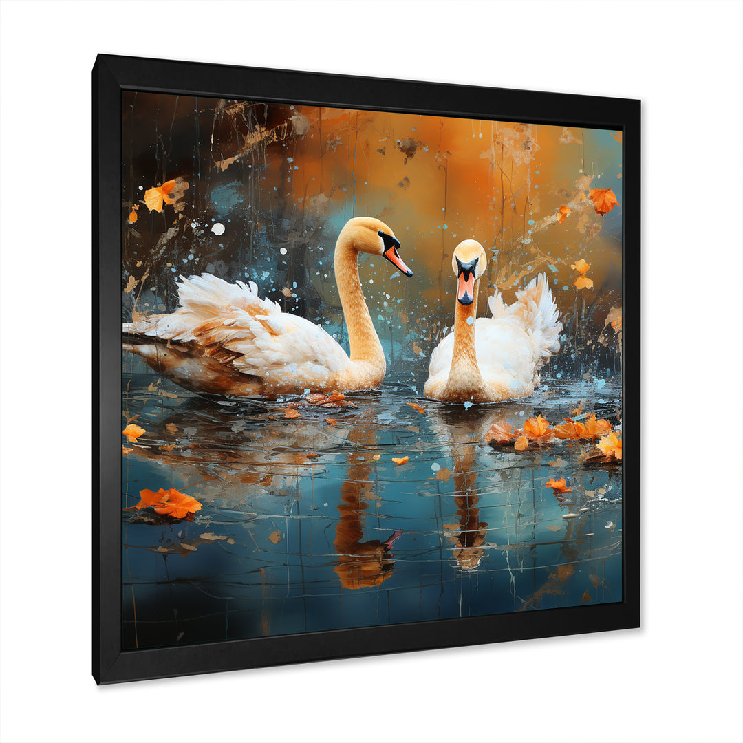 White swans at the pond - Swans Canvas Wall Art