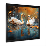 White swans at the pond - Swans Canvas Wall Art