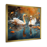 White swans at the pond - Swans Canvas Wall Art