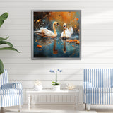 White swans at the pond - Swans Canvas Wall Art
