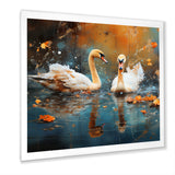 White swans at the pond - Swans Canvas Wall Art