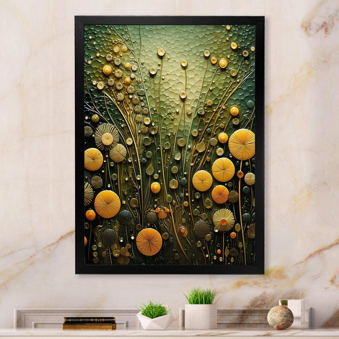 Green and yellow abstract botanical plants 2 - Abstract Canvas Wall Art
