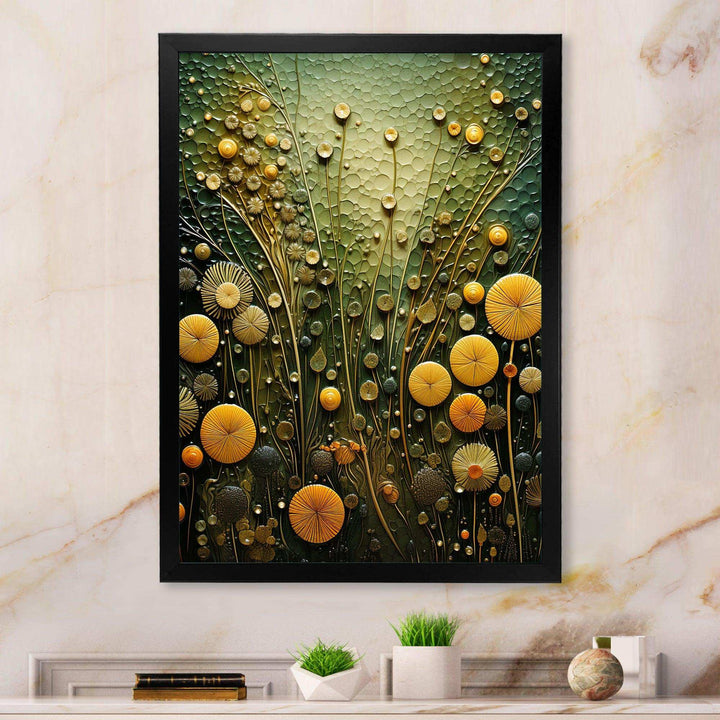 Green and yellow abstract botanical plants 2 - Abstract Canvas Wall Art