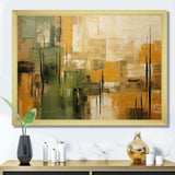 Green beige wild essence collage I - Abstract Canvas Wall Art