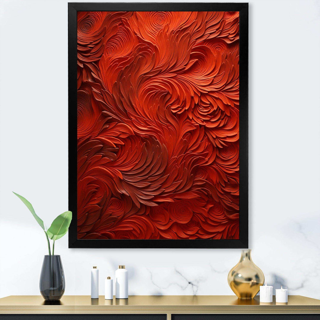 Volcanic Red Fusion vector 2 - Abstract Canvas Wall Art