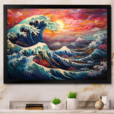 Japanese sunset waves of Kanagawa 5 - People Canvas Wall Art